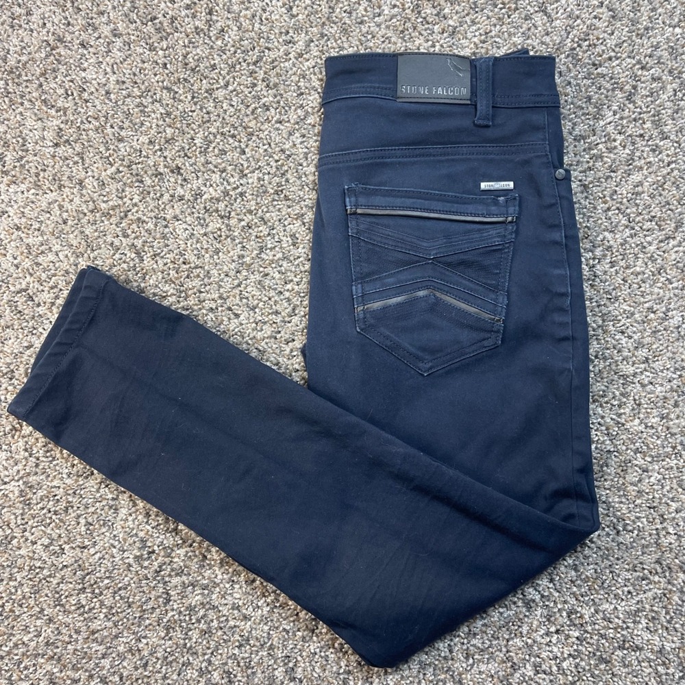 Stone Falcon‎ Men's 30x30 Slim Fit Pants Navy Blue Stretch Casual Chino